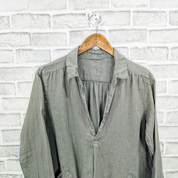 CP SHADES Women's 100% Linen Teton Tunic Blouse sage green size Small USA Made - Picture 5 of 11